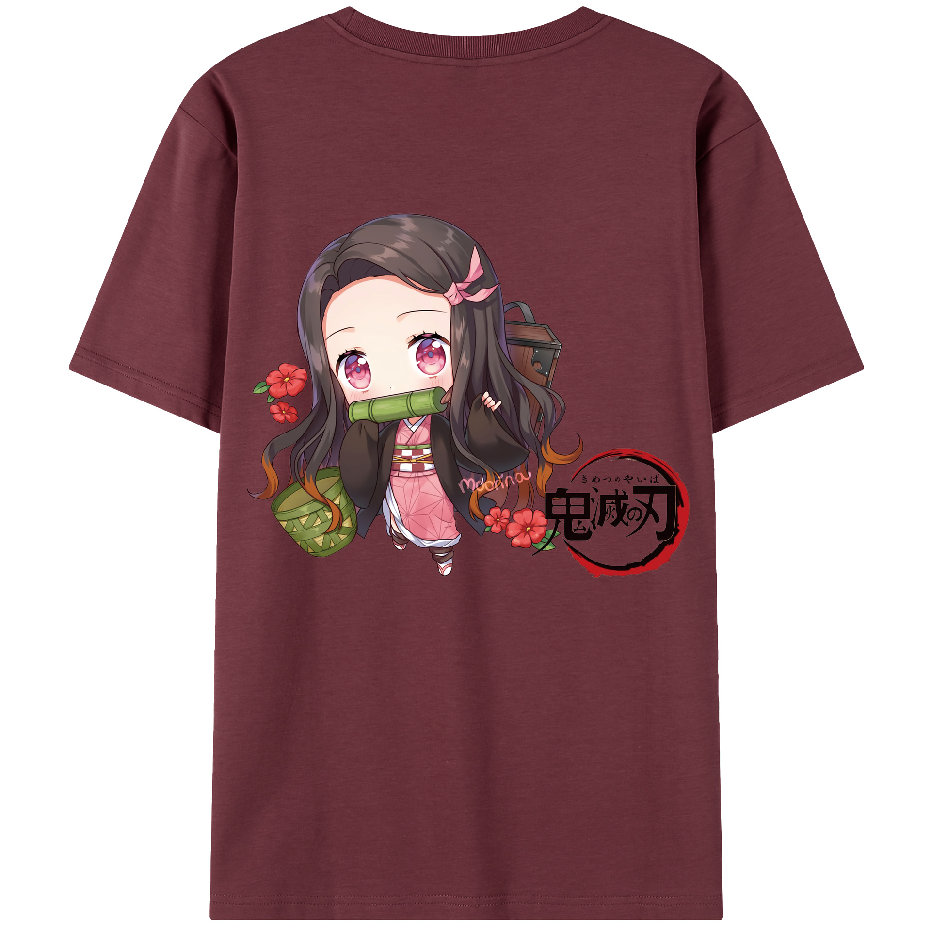 （画像用） 鬼滅の刃（きめつのやいば）竈門 禰󠄀豆子／かまど ねずこ Kamado Nezuko 綿100％半袖Tシャツ（背面プリント）